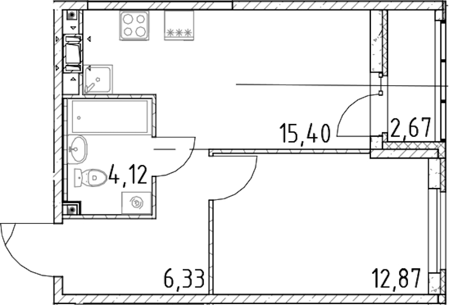 1-комнатная квартира 38.72 м², 9/17 эт., ЖК «Город Первых»
